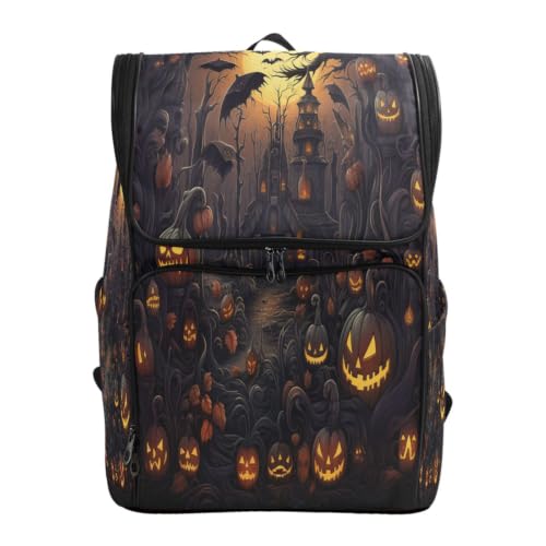 Sac à dos citrouille d'Halloween foncé grande capacité contre le mal de dos