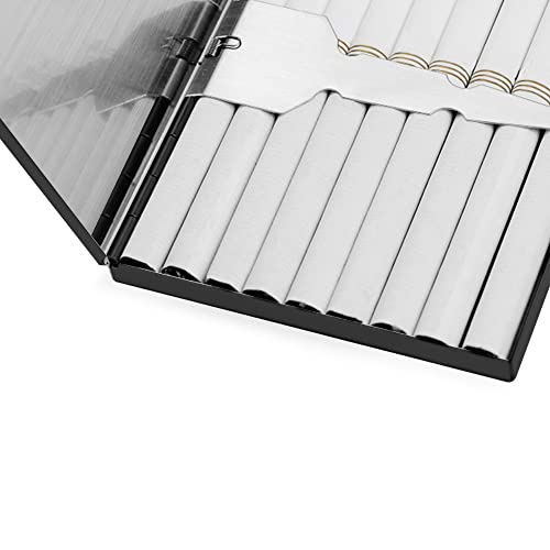 Stainless Steel Extra Slim Cigarette Case Metal Cigarette Holder Case for 100\'s and 84\'s (Black) - Thumbnail 3