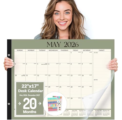 Calendrier de bureau vert Forvencer 43,2x55,9 cm pour l'organisation de l'année