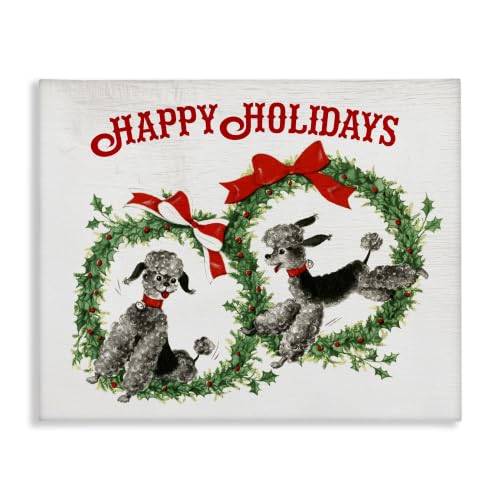 Stupell Industries Festive Toy Poodle Holiday, 24 x 30 Inch Canvas Wall Art