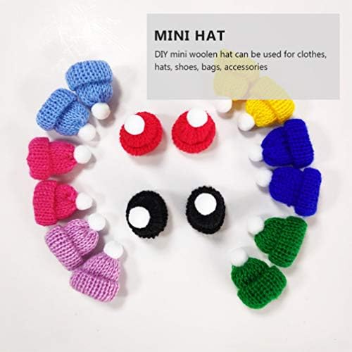 Amosfun Pack of 20 Mini Christmas Knitted Hat Knitted Doll Hat Mini Christmas Hat DIY Wine Bottle Stoppers Lollipop Hat Christmas Craft Art Decoration (Red)