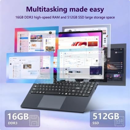 Gaming Laptop 16GB RAM 512GB SSD, Traditional Laptop Computers with Core i5 (Up to 3.60 GH) 16" IPS FHD 1920 * 1200, Laptop Computer for Students/Business with Backlit Keyboard image 3