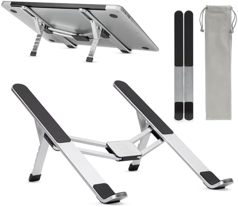Sollevamento Supporto PC Portatile Pieghevole Alzare la Base Altezza/Angolo Regolare Lega di Alluminio Supporto Compatibile con Laptop Fino a 17.3 Pollici