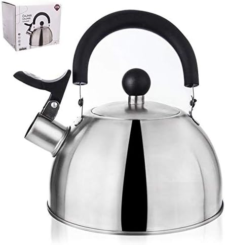 ORION GROUP Kettle, 2.5 L, Modern Automatic, Tea Kettle, Whistling Kettle, For Gas and Induction Hobs (Silver)