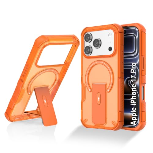 Image of ZAP CASE Matte Kickstand Case for iPhone 17 Pro | Magsafe Compatible | Premium Polycarbonate Back + Flexible TPU Bumper | Foldable Stand | Military-Grade Drop Protection | Anti-Fingerprint | Orange