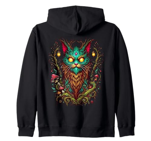 Magic Yule Cat Mystic Forest Feline Fantasy Goblincore Sudadera con Capucha