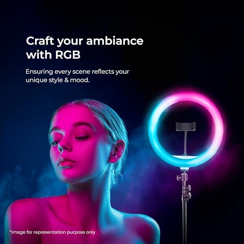 DIGITEKยฎ (DRL-14C RGB) 14 Inch Multi-Color LED Ring Light with 5ft Stand and Smartphone Mount, USB Support - Professional Lighting Solution for Photography, Video, YouTube and Content Creation - Image 6