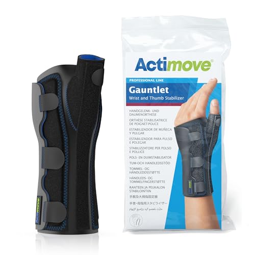 Actimove Professional Line Gauntlet Wrist and Thumb Stabiliser, Right/Left Hand, Black, Medium