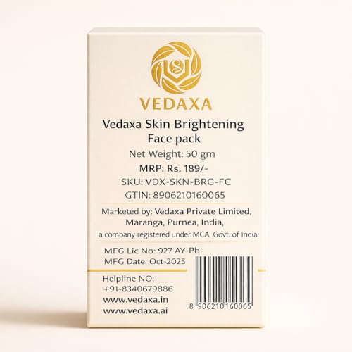 Image of Vedaxa Skin Brightening Face Pack, Coffee Formula, 50 Grams, Natural Exfoliating Treatment for All Skin Types