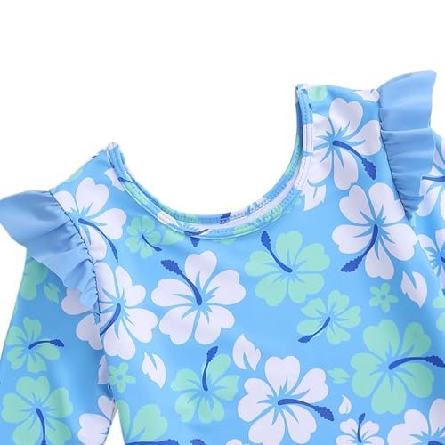 Image of Girls Rash Guard Swimsuit Set Long Sleeve 2 Pieces Bathing Suit Swimming Skirt with Shorts 4-13Y