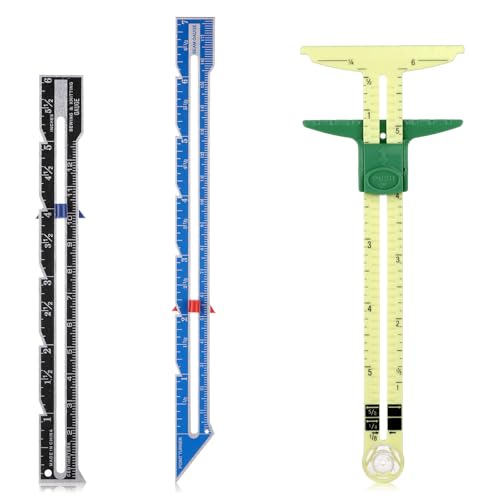 3 Pieces Sliding Gauge Ruler 5-in-1 T-Shaped Rulers Sewing Measuring
