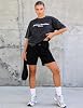Litherday Running Shorts Women Knee Length Bermuda High Waist Cotton Sports Sweat for Running Fitness Yoga Gym Casual Athletic Jogging Bottoms with Pockets (Black, XL) #2