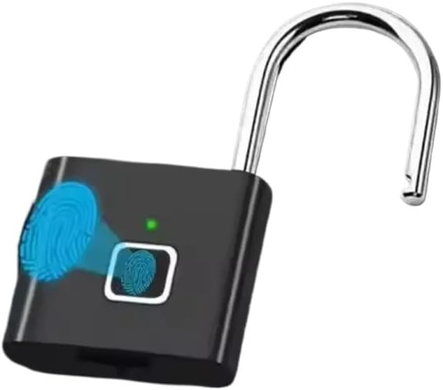 Fingerprint Padlock Anti-Theft Waterproof Keyless Security Padlock USB Lock Portable Smart Digital Lock Box Charging Portab E4W5(Silver)