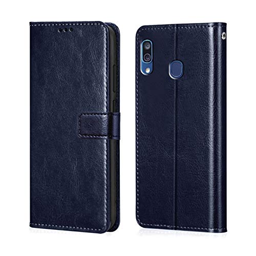Image of WOW IMAGINE Shock Proof Flip Cover Back Case Cover for Samsung Galaxy A20 | A30 | M10s (Flexible | Leather Finish | Card Pockets Wallet & Stand | Blue)