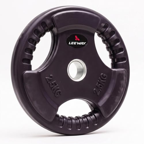 Image of LEEWAY Color Rubber Weight Plates (2.5kg x 2) | 31mm Dia | Rubber Coated Metal Integrated Weights For Barbell Rod | Standard Rod Compatible Dumbbell Spare Gym Weight Plates for Home Gym Equipment Workout (2.5kg Pair (2.5X2))