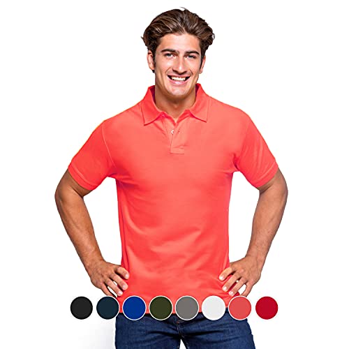 FYL Polo Manica Corta Uomo, Salmone, S