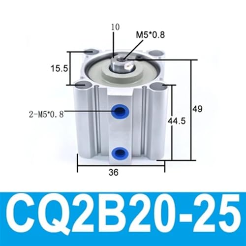 Vérin pneumatique compact CQ2B20-25 double effet alésage 20mm course 25mm - 3