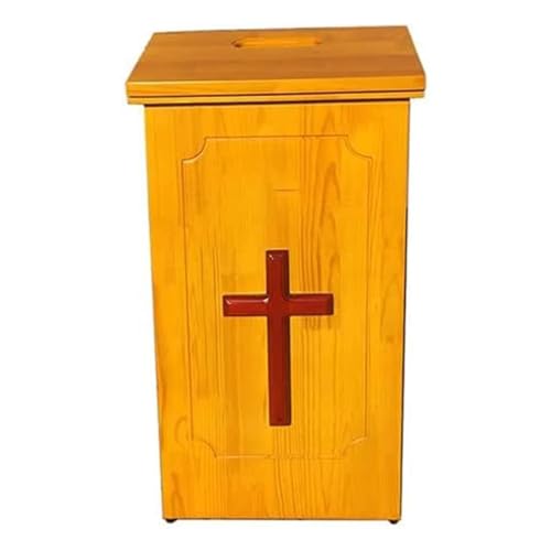 Dxysyldrun Wooden Donation/Suggestion Box, Church Offering Collection Fundraising Box, Brown, Wood, Key Lock