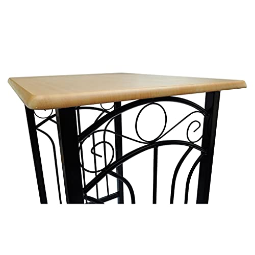 Barra de desayuno de madera y acero negro industrial con dos taburetes 4