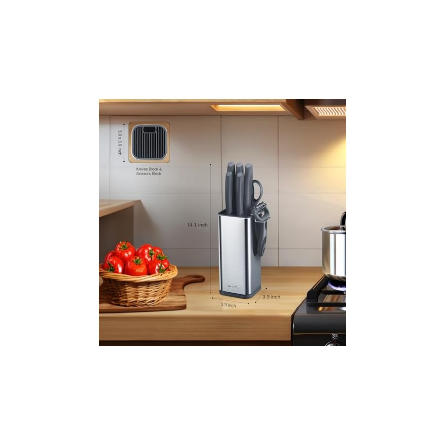 RAXCO Kitchen Knife Set-5 set of Knives,5 Kitchen Accessories-Fits for Apartment Flat condo,Cuchillo de cocina(Gray)