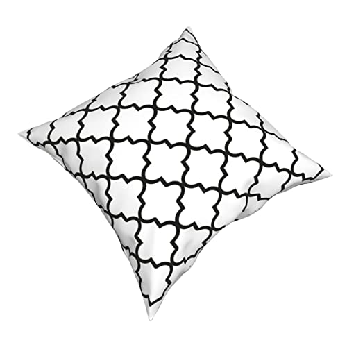 Kissenbezüge, modern, weiß und schwarz, marokkanisches Vierpass-Design, weich, quadratisch, dekorativ, für Sofa… – Bild 3