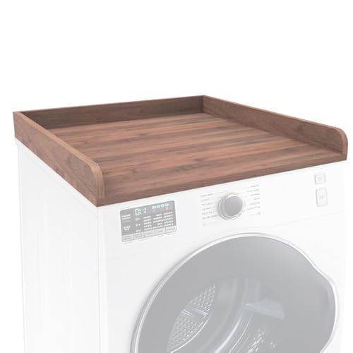 Image of Washer Dryer Countertop Only, 27.5 inch x 27.5 inch Laundry Room Countertop for Folding, Washer and Dryer Countertop Single with Non-Slip Pads, Easy Install Washer and Dryer Topper with Edge Rails Walnut