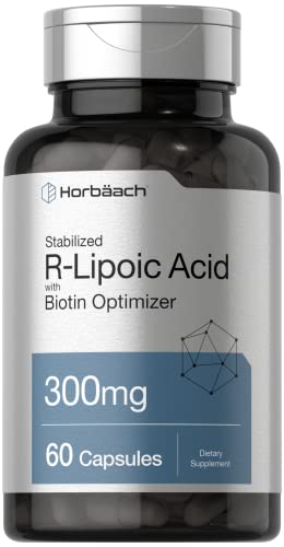 Horbäach Stabilized R-Lipoic Acid 300mg | 60 Capsules | with Biotin Optimizer | Non-GMO, Gluten Free | Na-RALA Supplement