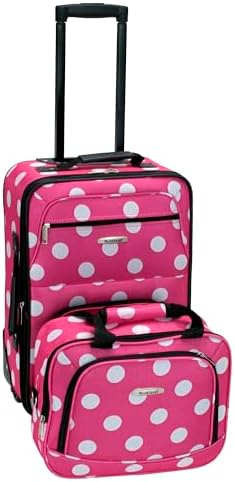Rockland Fashion Softside Upright Luggage Set, Expandable, Pink D...