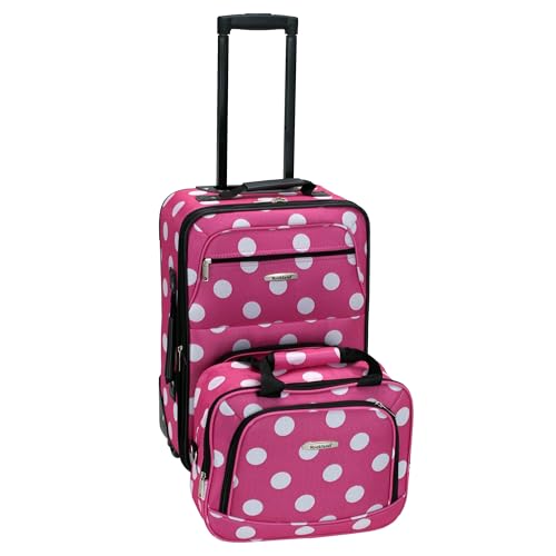 Rockland Fashion Softside Upright Luggage Set, Expandable, Pink Dots, 2-Piece (14/19)