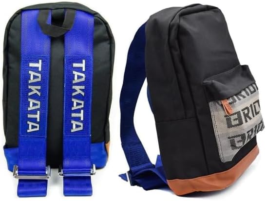 Bride Racing Backpack with Blue Takata Adjustable Racing Harness Shoulder Straps Attractive Sporty Look Bag pack (1PC).