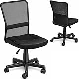 BAKAJI Chaise de Bureau de Chambre pivotante en Tissu Filet Hauteur réglable avec roulettes (Noir)