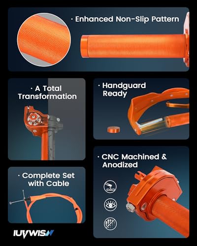 Image of Mini Bike Throttle Kit 7 /8 inch 22mm MiniBike Throttle Assembly + Throttle Cable CNC Quick Twist Universal for Dirt Pit Bike Motorcycle CT200U CT200U-EX BT200X CRF KLX SSR 50 110 125 250 Orange