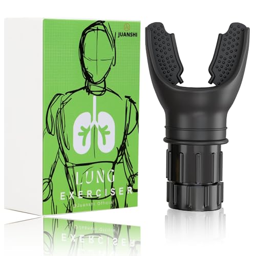 JUANSHI® Oxyfit Lungentrainer - Tiefenatmungstrainer &Lungentrainer Atmungsgerät Tragbare Widerstandsatemhilfen für die Lunge Atemtrainer Power Breathe Lungenbeuger Lungenreinigung (Schwarz)