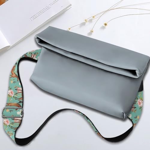 Image of Wide Bag Straps Replacement Crossbody Floral Horse Guitar Straps for Handbags /Purses /Messenger /Duffel Bags Backpack Straps Flower Replacement Adjustable Length from 30 inch to 50.3 inch Green
