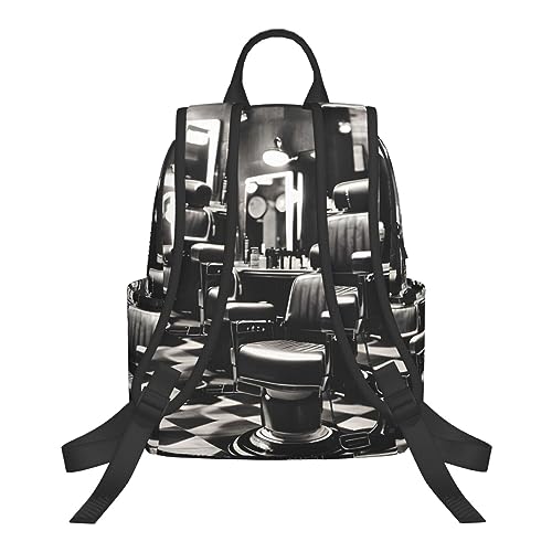 Barber Shop Monochrome Style Print Simple And Lightweight Leisure Backpack, Men'S And Women'S Fashionable Travel Backpack3