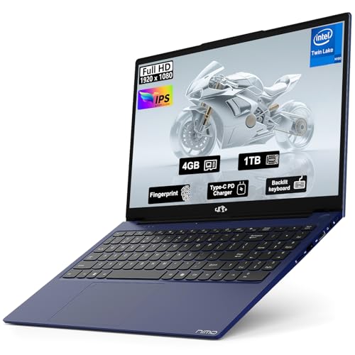 NIMO 15.6" FHD IPS Student-Laptop-Computer - 4GB RAM 1TB SSD, 4 Cores 13th Gen Intel N150(Beat to i3-1115G4, Up to 3.6GHz), 65W Type-C, Fingerprint, Backlit Keyboard, Wi-Fi 6, BT5.2, Numpad
