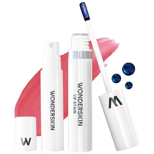wonderskin wonder blading all day lip stain peel off masque and reveal kit - long lasting waterproof pink lip tint transfer proof natural makeup stain kit romance