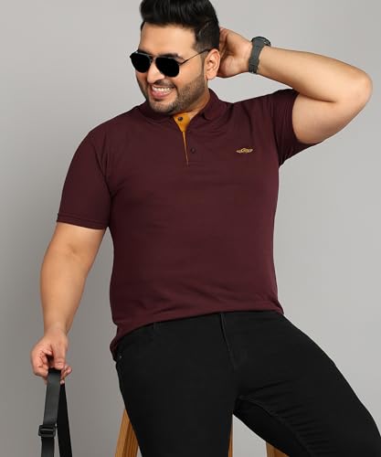 Image of INKKR Plus Size Men's Regular Fit Solid Polo Tshirt