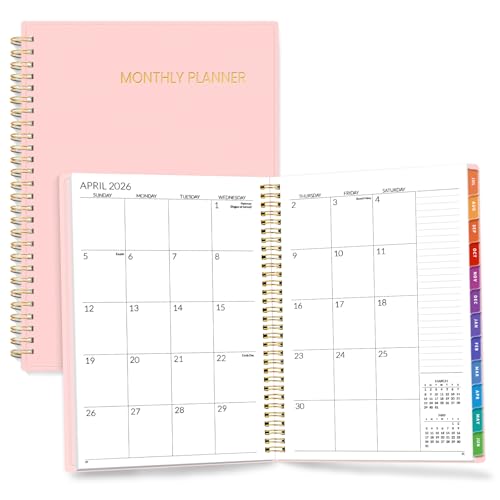 SUNEE Monthly Planner 2026-2027 - 18 Months Calendar Planner from Jul 2026 to Dec 2027, 7"x10" Yearly Planner with Tabs, Spiral Binding, Organizer for School Office Home, Pink