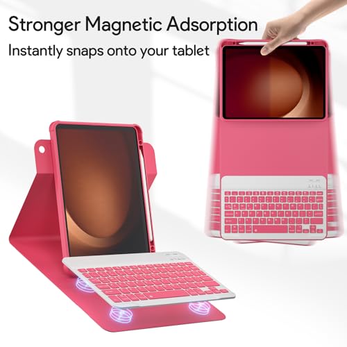 Funda para Galaxy Tab A9 Plus con teclado inalámbrico y rotación de 360 grados YBING 5