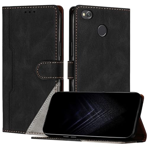 Netany Funda para Xiaomi Redmi 4X, Funda Libro de Cuero con Ranura Cierre Magnético Soporte Plegable Carcasa Protectora (Negro)