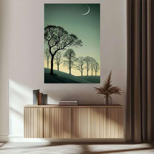 Cuadro de noche estrellada y luna para decoración de paredes modernas de salón 3