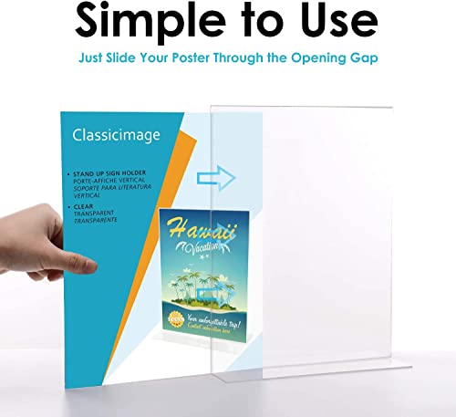 Image of Shuban Acrylic Sign Holder Table Sign Holder Double Sided T Shape Clear Plastic Desktop Display Holder Vertical Menu Stand Sign Holders for School, Office, Hotel, Party (05 X 7 Inch -2Pcs)