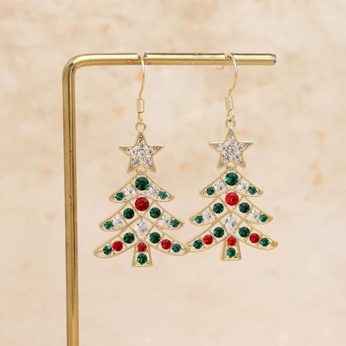 Agriajun Stocking Stuffers Christmas Tree Dangle Drop Earrings for Women, Dangling White Green White Cubic Zirconia Sparkly Earring Xmas Holiday Santa Accessories Jewelry Gift by Agriajun - Used condition - Image 5