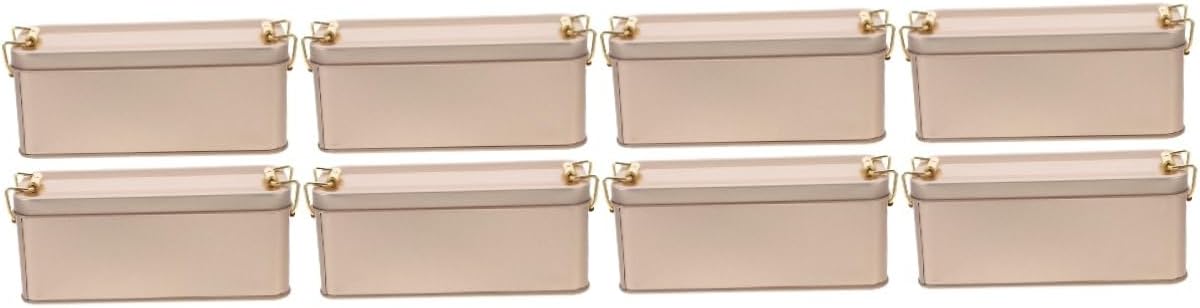 Unomor 8pcs Retro Tinplate Cookie Storage Box Stylish Candy Canister for Tea Snacks and Dried Foods Compact Lightweight Design for Gifting and Home Decor