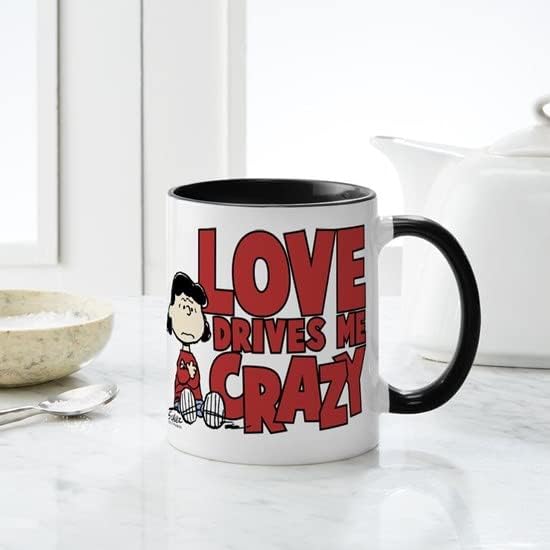 Miniatura 6 de CafePress Peanuts Lucy Love Drives Me Craz - Taza de café de cerámica, taza de té, 11 onzas