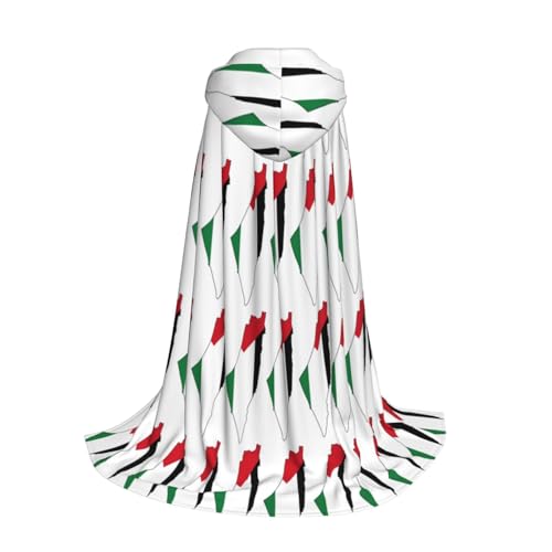 Cape à capuche Palestine avec impression carte graphique d'Halloween fluide - 3
