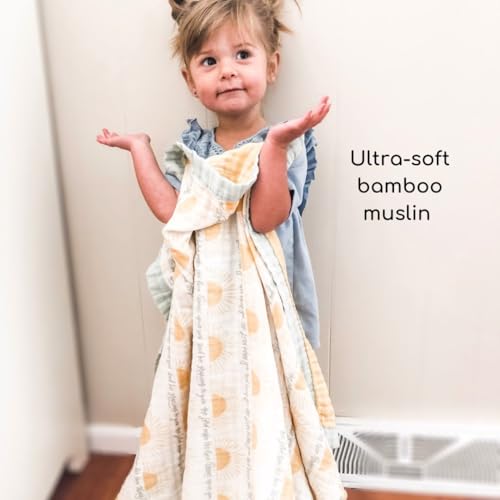 Image of Scripture Blessing Blanket | Toddlers Double Sided Muslin Blanket | Super Soft Swaddle Blanket with 6-Layers | Luxury, Breathable Toddler Essentials for Girls and Boys | 47 inch X 47 inch
