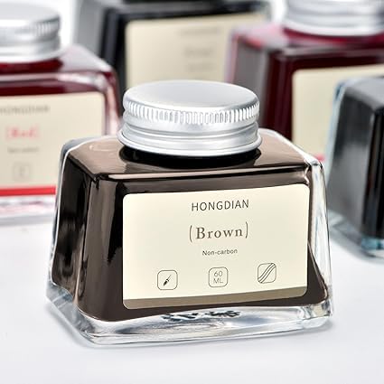 Image of HONGDIAN, Ink Bottle - Non Carbon | Brown | 60ml Premium Writing Ink.