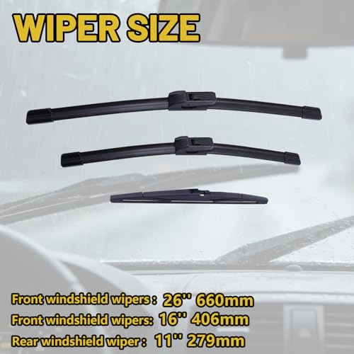 2024-2026 Chevy Trax SUV Windshield Wiper Blades, 26"+16" Front & 11" Rear OEM Replacement, All-Season Quiet Beam Blades — view 2